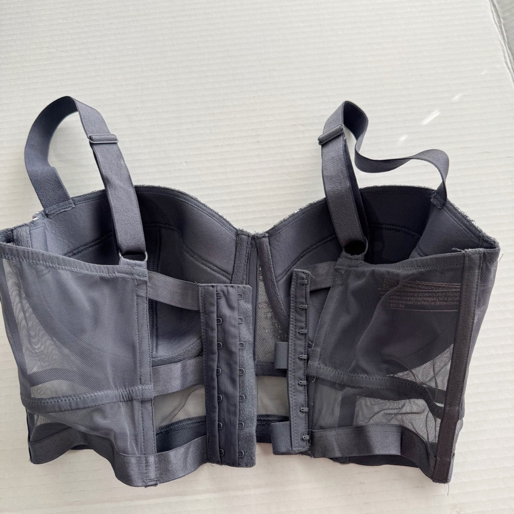 Victorias Secret Very Sexy Lined Balconette longline Bra Gray Silver Lace 36D - Picture 6 of 9